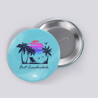 Fort Lauderdale Florida Beach Vacation Retro Vintage Sunset Gift Button
