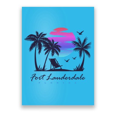 Fort Lauderdale Florida Beach Vacation Retro Vintage Sunset Gift Poster