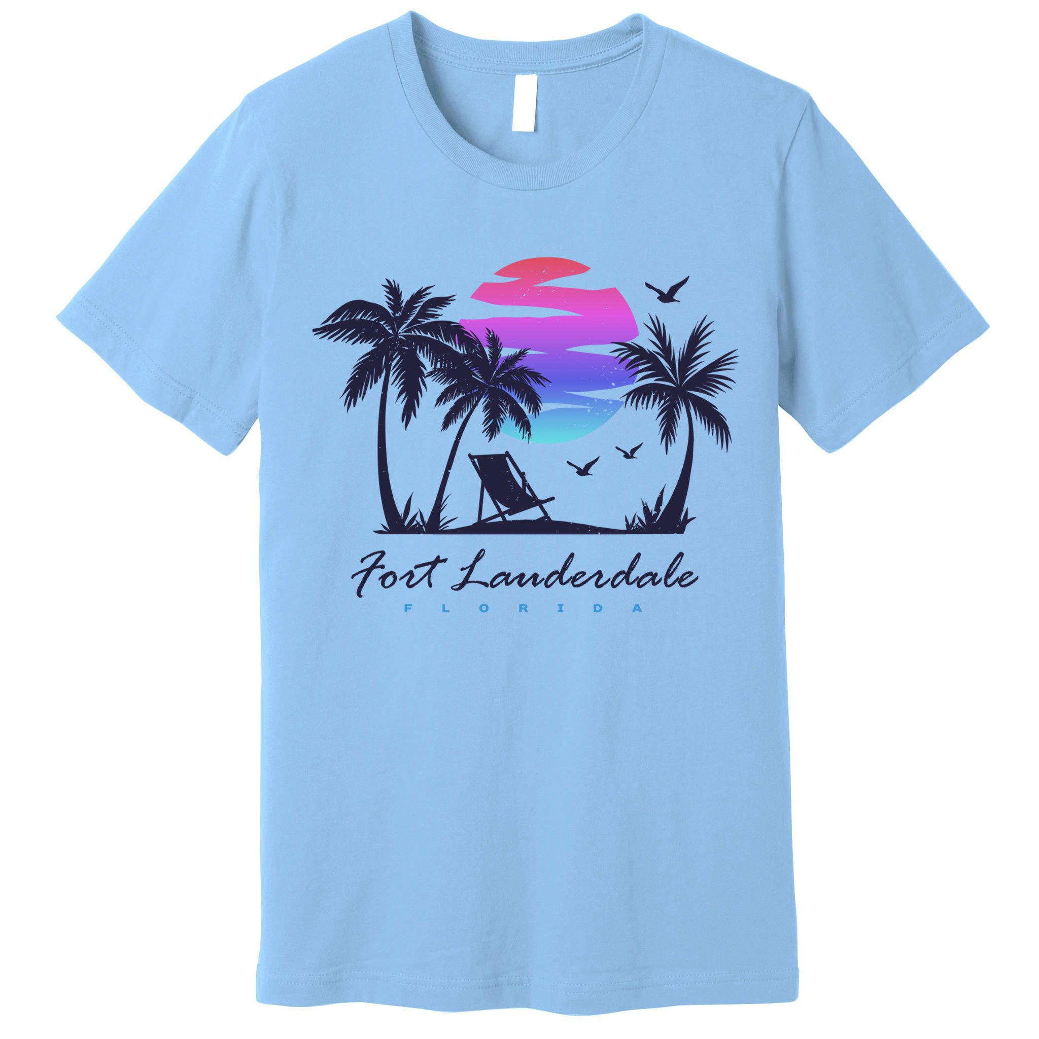 Fort Lauderdale Florida Beach Vacation Retro Vintage Sunset Gift Premium T-Shirt