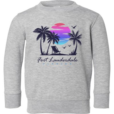 Fort Lauderdale Florida Beach Vacation Retro Vintage Sunset Gift Toddler Sweatshirt
