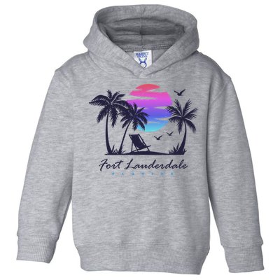 Fort Lauderdale Florida Beach Vacation Retro Vintage Sunset Gift Toddler Hoodie