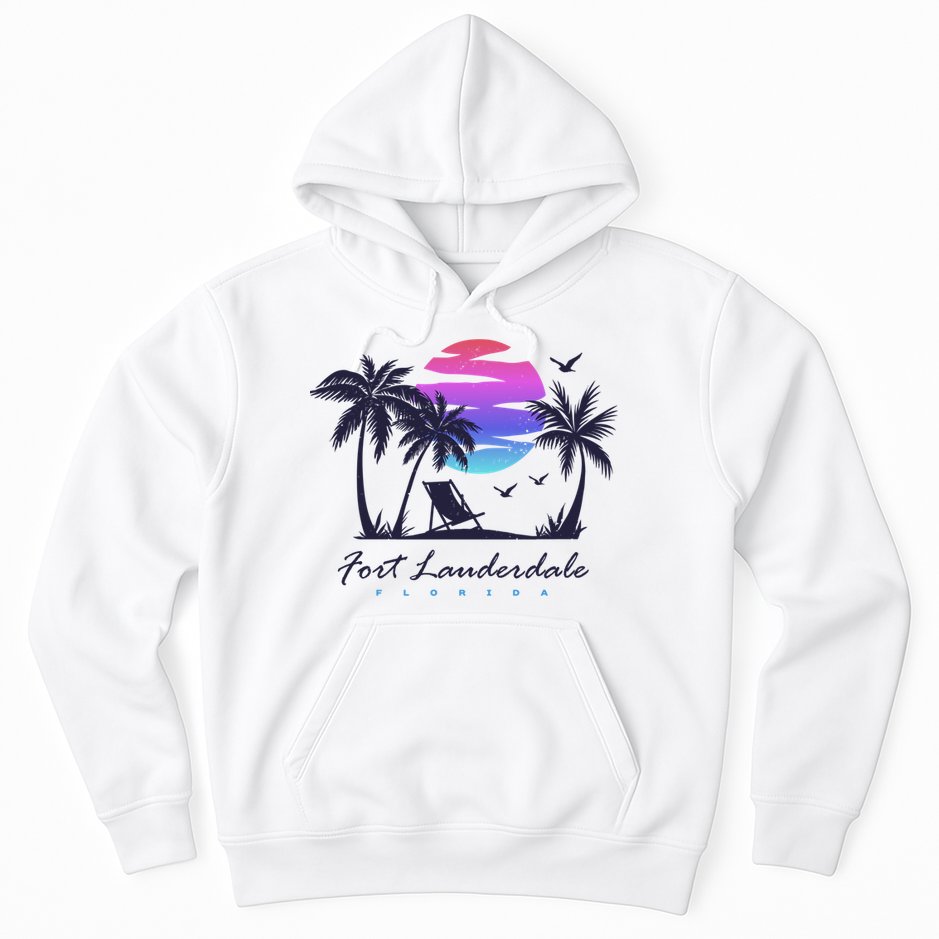 Fort Lauderdale Florida Beach Vacation Retro Vintage Sunset Gift Hoodie