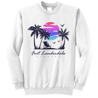 Fort Lauderdale Florida Beach Vacation Retro Vintage Sunset Gift Sweatshirt
