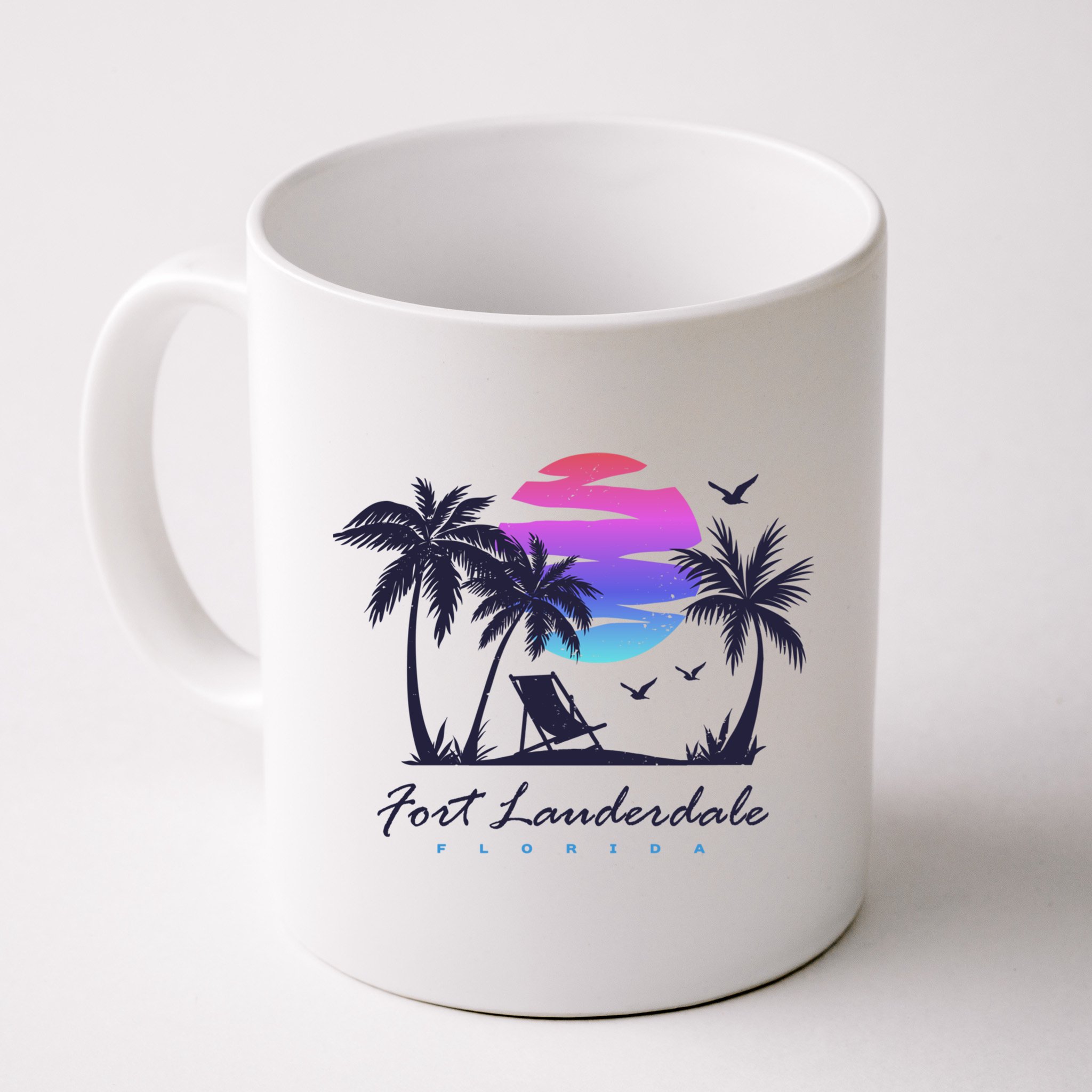 Fort Lauderdale Florida Beach Vacation Retro Vintage Sunset Gift Mug
