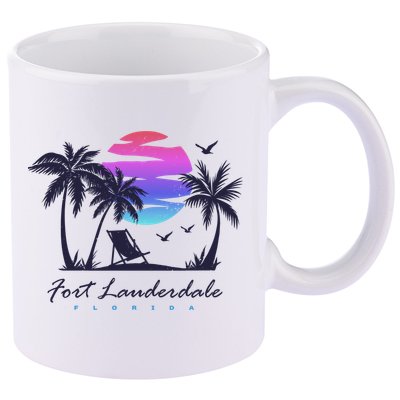 Fort Lauderdale Florida Beach Vacation Retro Vintage Sunset Gift 11oz C Handle Ceramic Mug