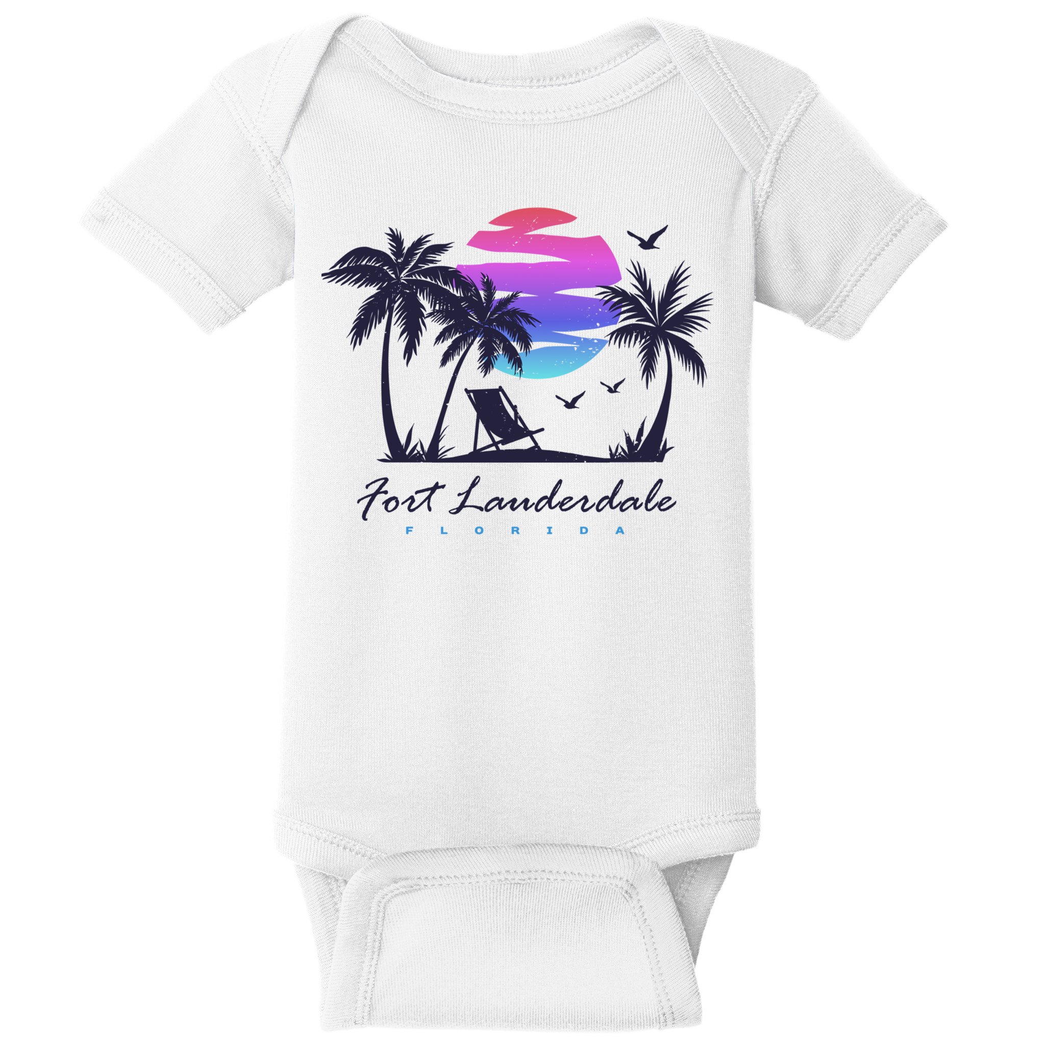 Fort Lauderdale Florida Beach Vacation Retro Vintage Sunset Gift Baby Bodysuit