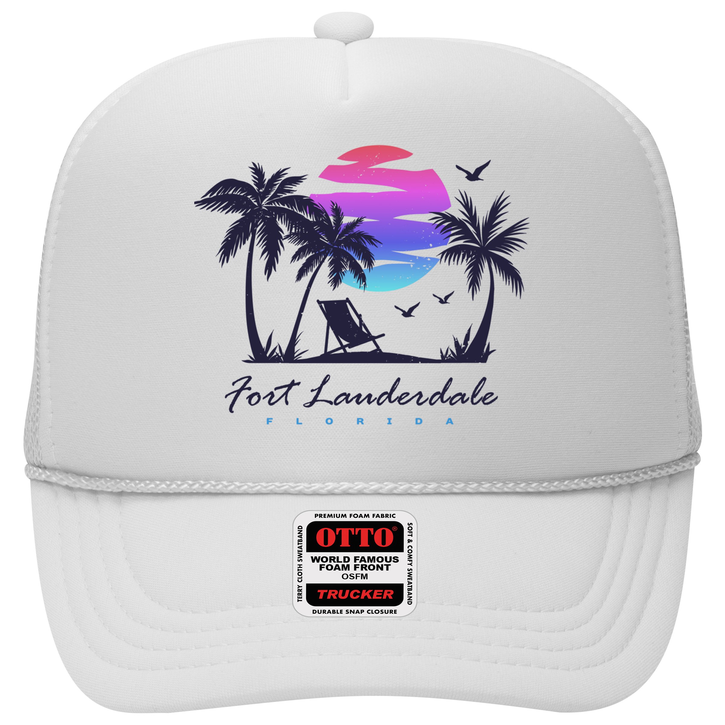 Fort Lauderdale Florida Beach Vacation Retro Vintage Sunset Gift Hat