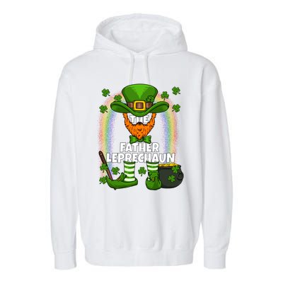 Father Leprechaun Family Matching St Patricks Day Party Gift Garment-Dyed Fleece Hoodie