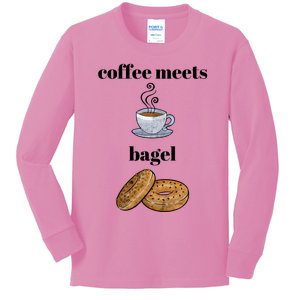 Food Lover Funny Coffee Meets Bagels Foodie Breakfast Design Gift Kids Long Sleeve Shirt