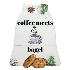 Food Lover Funny Coffee Meets Bagels Foodie Breakfast Design Gift Ceramic Bell Ornament