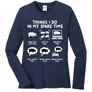 Farm Life Farming Pig Lover Fun Pig Owner And Animal Lover Ladies Long Sleeve Shirt