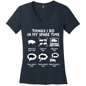 Farm Life Farming Pig Lover Fun Pig Owner And Animal Lover Women's V-Neck T-Shirt