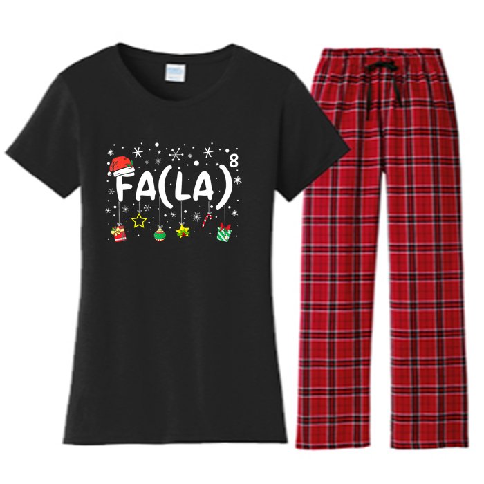 Fa (La)8 Funny Christmas Santa Fa La Math Teacher Women's Flannel Pajama Set