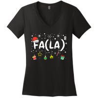 Fa (La)8 Funny Christmas Santa Fa La Math Teacher Women's V-Neck T-Shirt