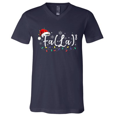 Fa (La)8 Funny Christmas Santa Fa La Math Teacher Student V-Neck T-Shirt