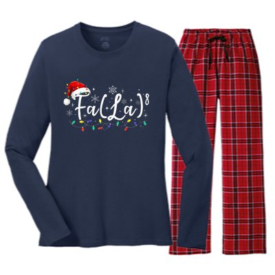 Fa (La)8 Funny Christmas Santa Fa La Math Teacher Student Women's Long Sleeve Flannel Pajama Set 