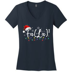 Fa (La)8 Funny Christmas Santa Fa La Math Teacher Student Women's V-Neck T-Shirt