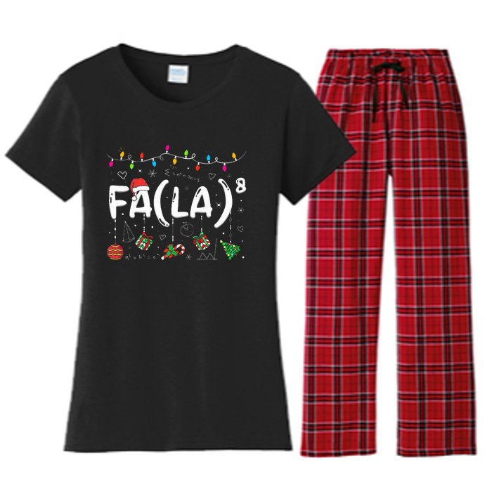 FA (LA)8 Funny Christmas Santa Fa La Math Teacher  Women's Flannel Pajama Set