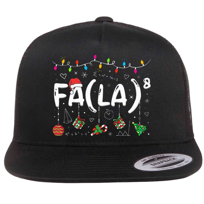 FA (LA)8 Funny Christmas Santa Fa La Math Teacher  Flat Bill Trucker Hat