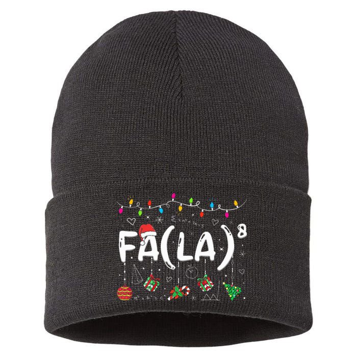 FA (LA)8 Funny Christmas Santa Fa La Math Teacher  Sustainable Knit Beanie