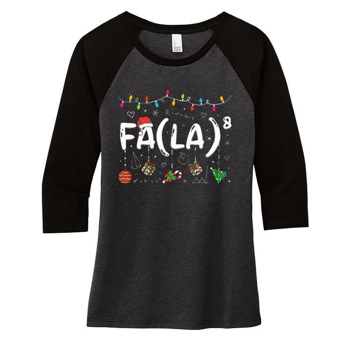 FA (LA)8 Funny Christmas Santa Fa La Math Teacher  Women's Tri-Blend 3/4-Sleeve Raglan Shirt