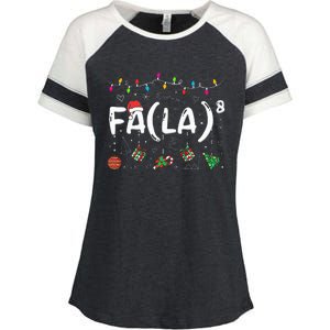 FA (LA)8 Funny Christmas Santa Fa La Math Teacher  Enza Ladies Jersey Colorblock Tee