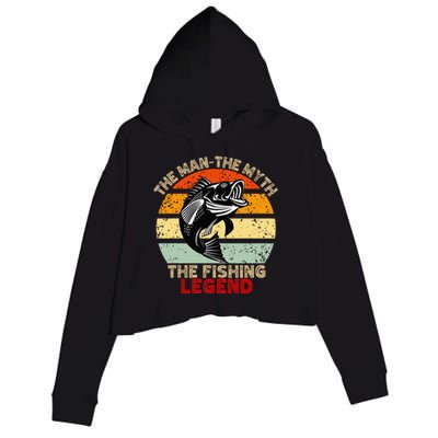 Fishing Legend Funny Freshwater Fish Lover Crop Fleece Hoodie