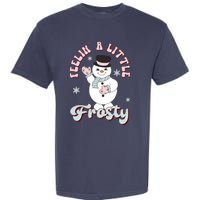 Feelin Little Frostys Snowman Groovy Retro Christmas Pajama Garment-Dyed Heavyweight T-Shirt