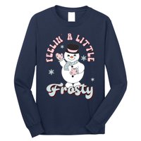 Feelin Little Frostys Snowman Groovy Retro Christmas Pajama Long Sleeve Shirt