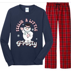 Feelin Little Frostys Snowman Groovy Retro Christmas Pajama Long Sleeve Pajama Set