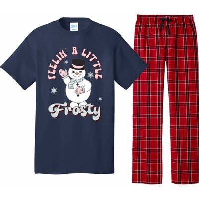 Feelin Little Frostys Snowman Groovy Retro Christmas Pajama Pajama Set