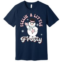 Feelin Little Frostys Snowman Groovy Retro Christmas Pajama Premium T-Shirt