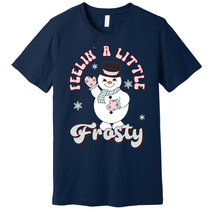 Feelin Little Frostys Snowman Groovy Retro Christmas Pajama Premium T-Shirt