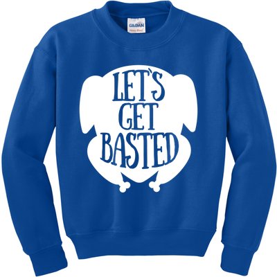 Funny Lets Get Basted Turkey Thanksgiving Day Gift Kids Sweatshirt