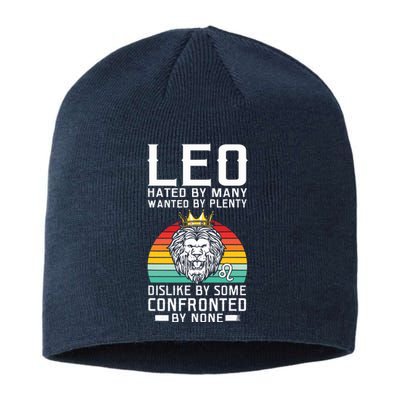 Funny Lion Graphic Art July August Birthday Leo Zodiac Sign Sustainable Beanie