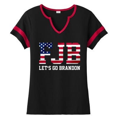 FJB Let's Go Brandon Biden Chant Funny Ladies Halftime Notch Neck Tee