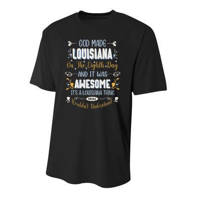 Funny Louisiana God Made Louisiana In The Eighth Day Youth Performance Sprint T-Shirt