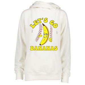 Funny Lets Go Bananas Cute Banana Womens Funnel Neck Pullover Hood