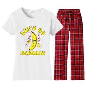 Funny Lets Go Bananas Cute Banana Women's Flannel Pajama Set