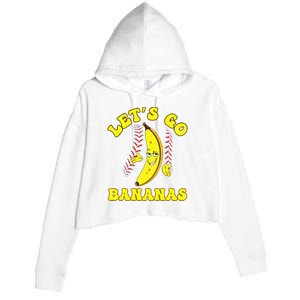 Funny Lets Go Bananas Cute Banana Crop Fleece Hoodie