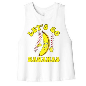 Funny Lets Go Bananas Cute Banana Women's Racerback Cropped Tank