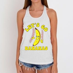 Funny Lets Go Bananas Cute Banana Women's Knotted Racerback Tank