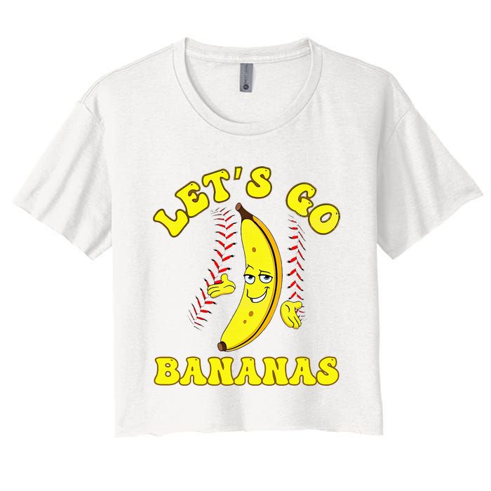 Funny Lets Go Bananas Cute Banana Women's Crop Top Tee