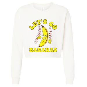 Funny Lets Go Bananas Cute Banana Cropped Pullover Crew