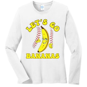 Funny Lets Go Bananas Cute Banana Ladies Long Sleeve Shirt