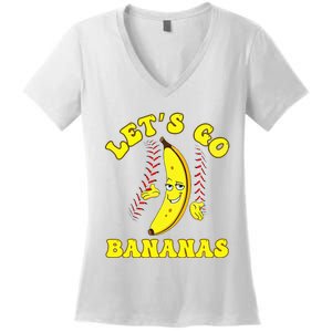 Funny Lets Go Bananas Cute Banana Women's V-Neck T-Shirt