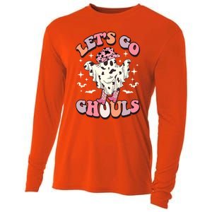 Funny Let’S Go Ghouls Halloween Retro Spooky Cow Great Gift Cooling Performance Long Sleeve Crew