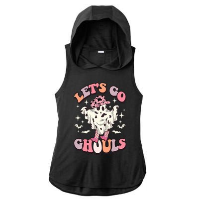 Funny Let’S Go Ghouls Halloween Retro Spooky Cow Great Gift Ladies PosiCharge Tri-Blend Wicking Draft Hoodie Tank