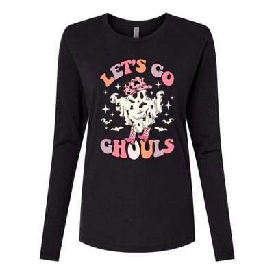 Funny Let’S Go Ghouls Halloween Retro Spooky Cow Great Gift Womens Cotton Relaxed Long Sleeve T-Shirt