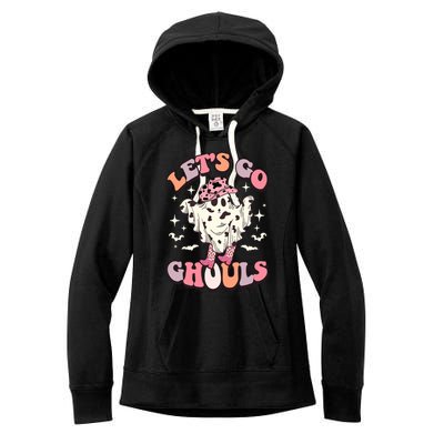 Funny Let’S Go Ghouls Halloween Retro Spooky Cow Great Gift Women's Fleece Hoodie